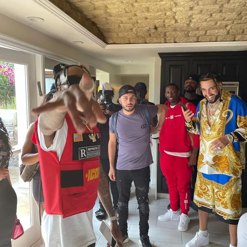 French Montana outfit in Versace and Nike, 2021