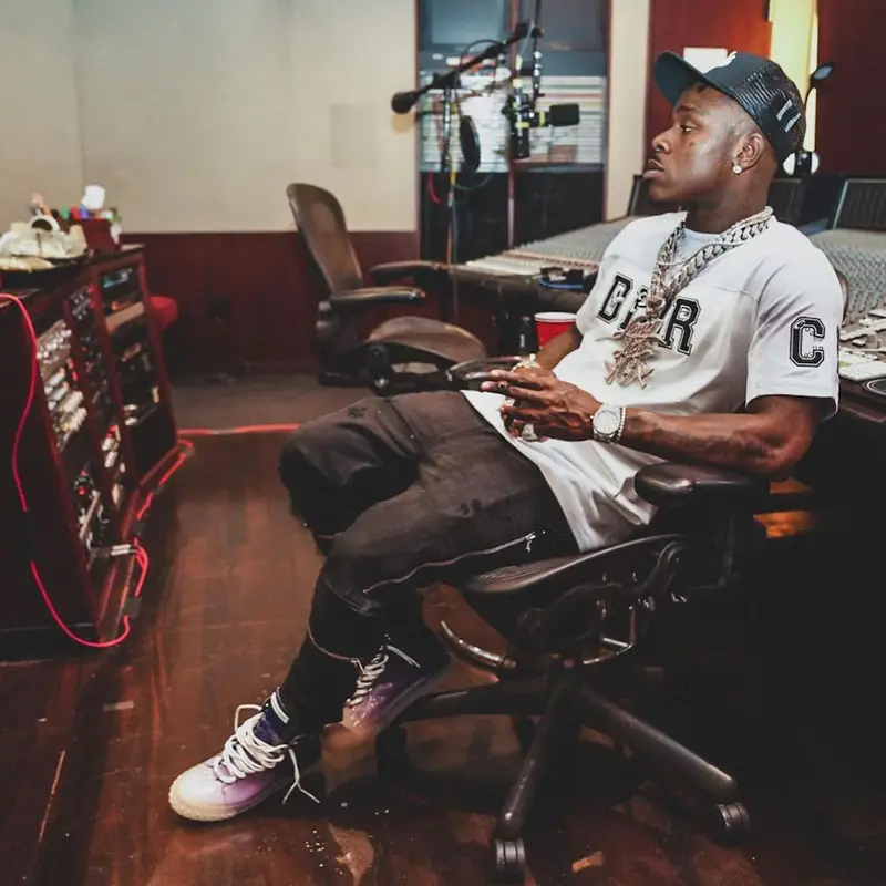 DaBaby outfit in Dior, Amiri, and Chrome Hearts, 2021