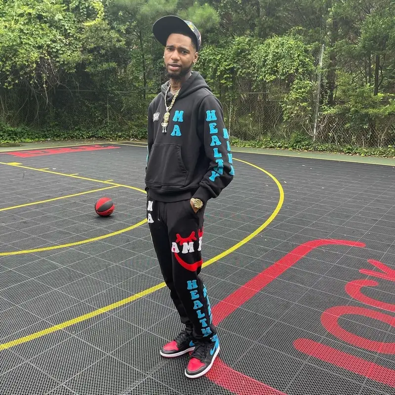 Key Glock outfit in Amiri, Nike, and Kool Kiy, 2021