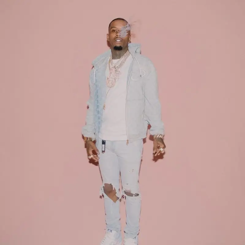 Tory Lanez outfit in Louis Vuitton, Amiri, and NBA, 2021