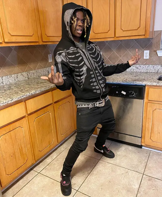 Unghetto Mathieu outfit in Klan Life, Nike, and B.B. Simon, 2020