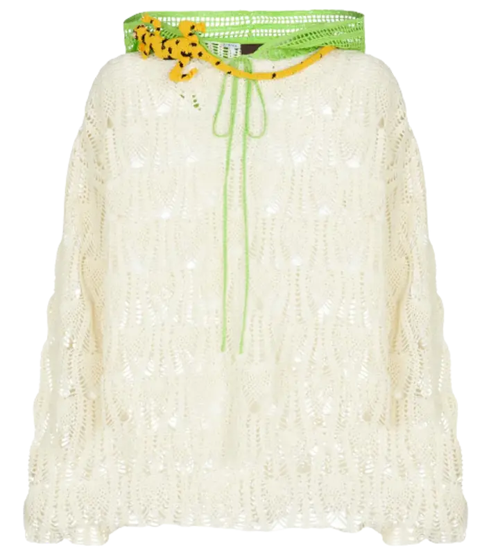 Loewe Paula's Ibiza Crochet White Cotton Hoodie $1250