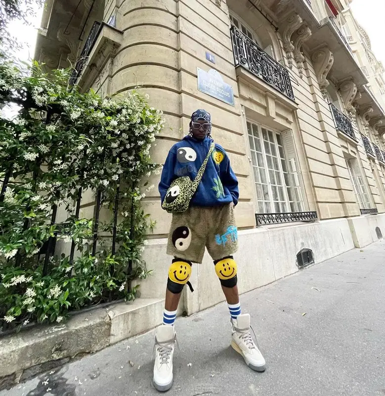 Bloody Osiris outfit in Human Made, Cactus Plant Flea Market, and Kapital, 2021
