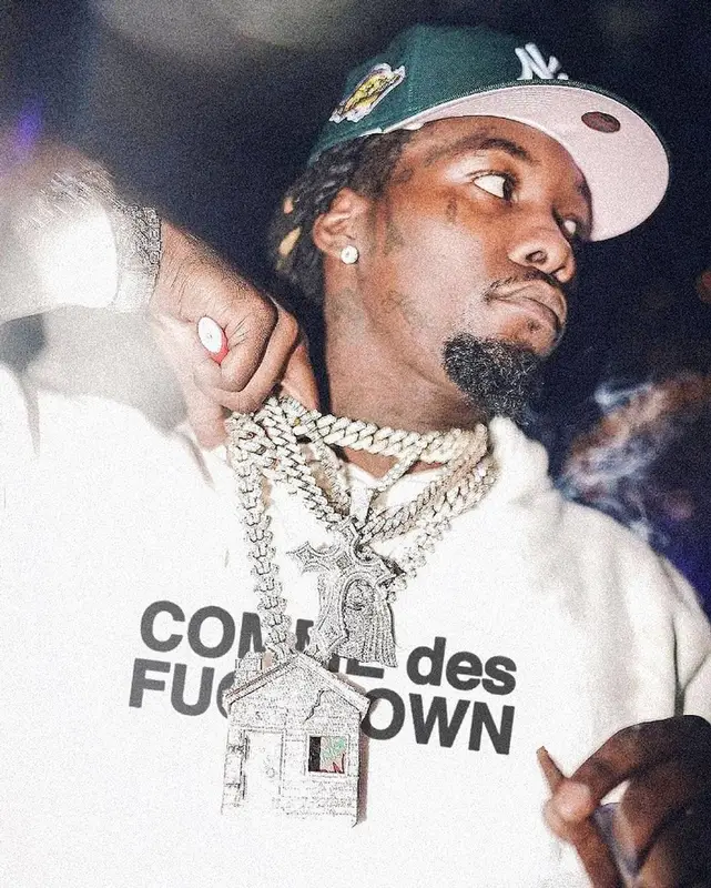 Offset outfit in Comme Des Fuckdown, 2021