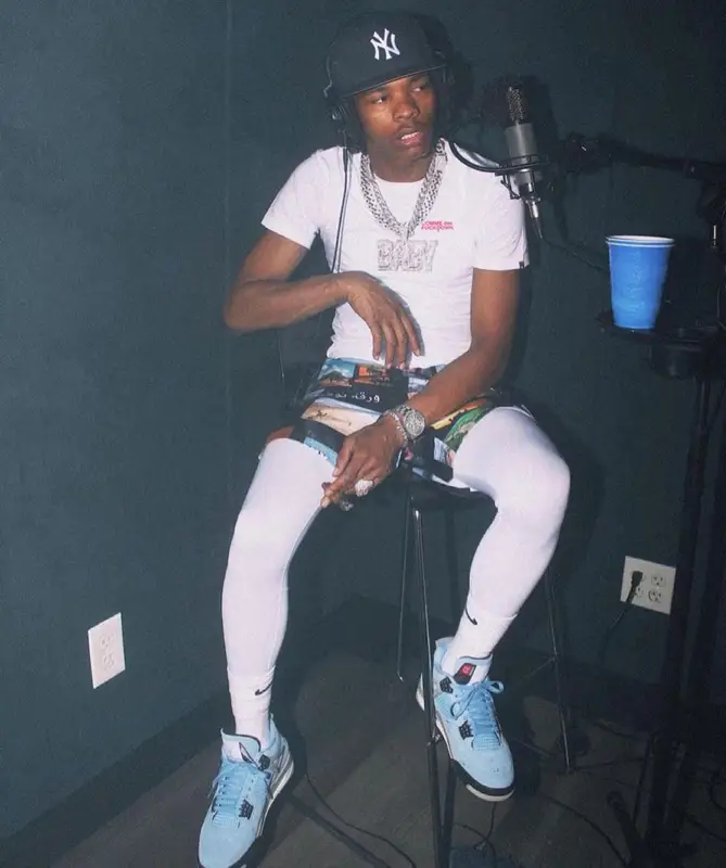 Lil Baby outfit in Comme Des Fuckdown, 2021