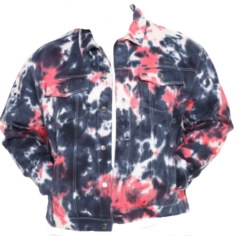 FashionNova Sinner Tie Dye Denim Jacket $55
