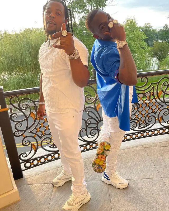 Bobby Shmurda outfit in Alexander McQueen, Amiri, and Louis Vuitton, 2021