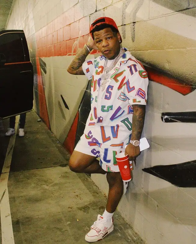 Rylo Rodriguez outfit in Louis Vuitton, Amiri, and NBA, 2021