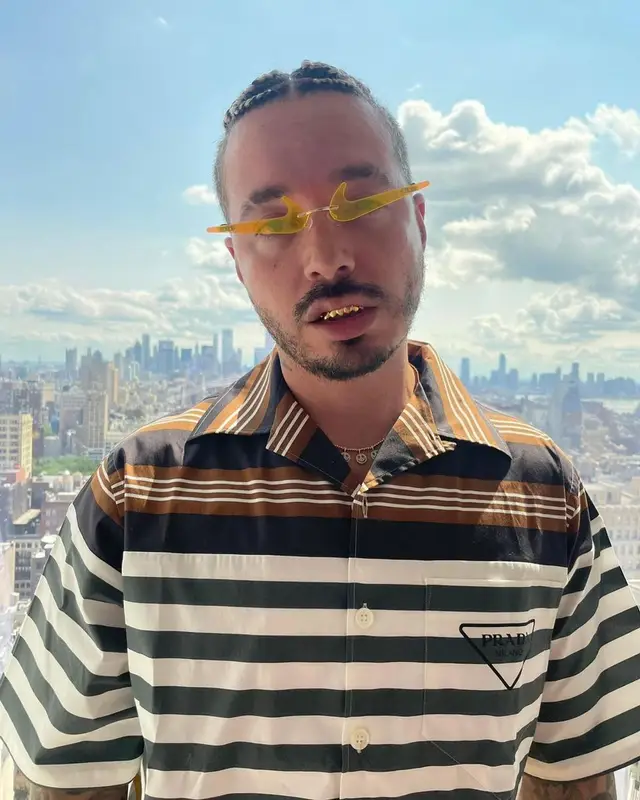 J Balvin outfit in Prada and Louis Vuitton, 2021