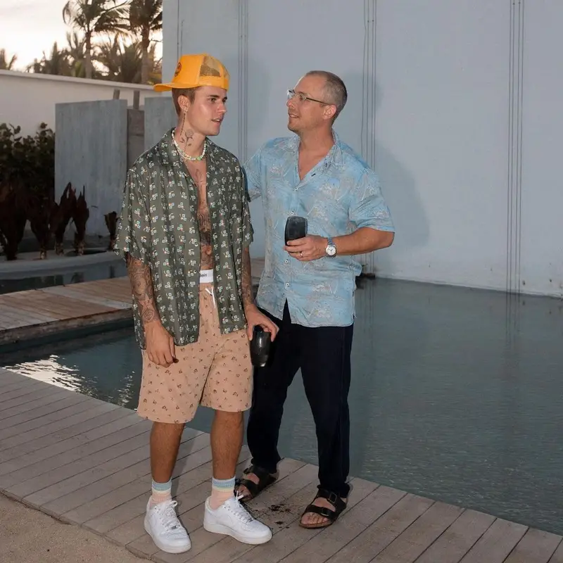 Justin Bieber outfit in Marni, Drew House, and Calvin Klein, 2021