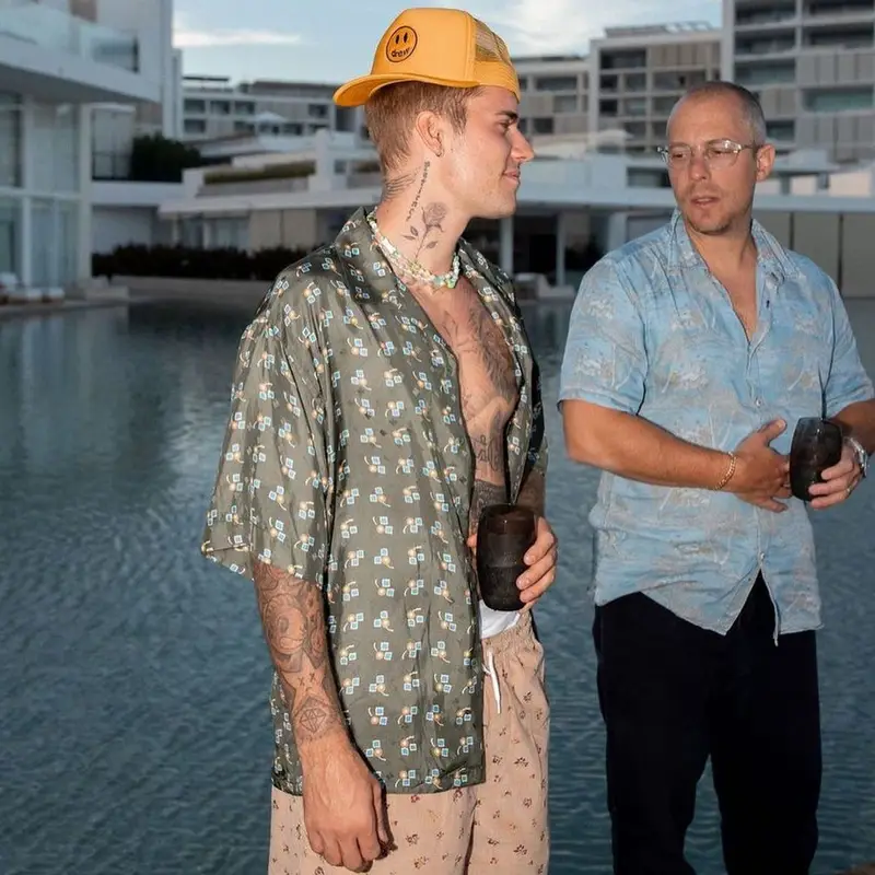 Justin Bieber outfit in Marni, Drew House, and Calvin Klein, 2021