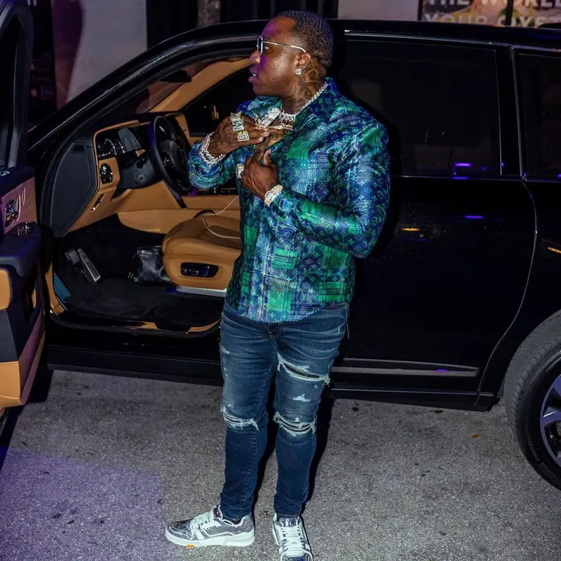 BandMan Kevo outfit in Amiri and Louis Vuitton, 2021