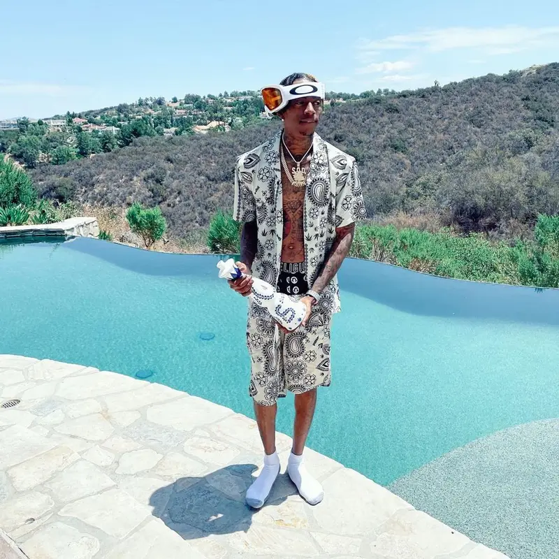 Soulja Boy outfit in FashionNova and Oakley, 2021