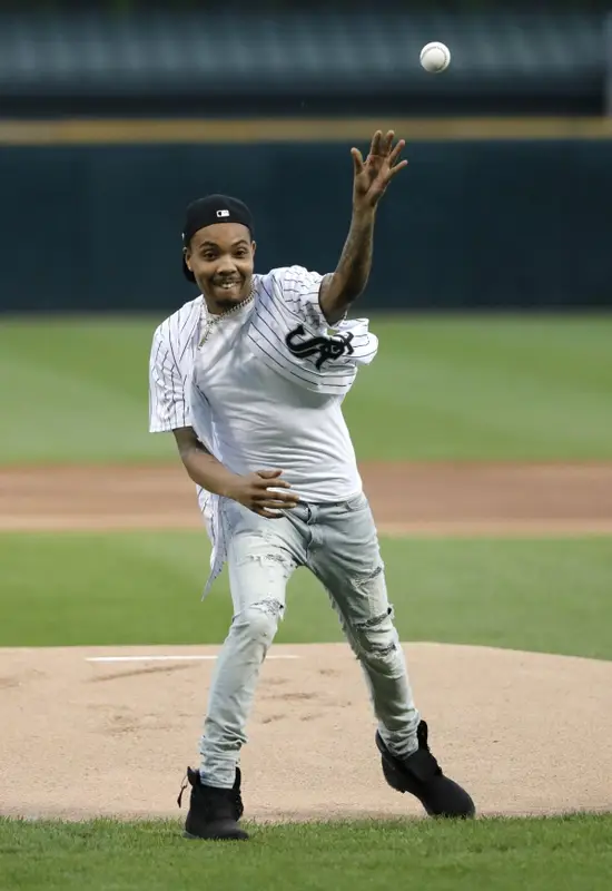 G Herbo outfit in Chicago White Sox, Amiri, and New Era, 2021