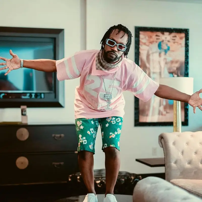 Juicy J outfit in Gucci, 2021