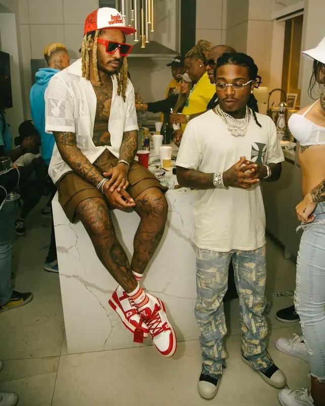 Future outfit in Amiri, Louis Vuitton, and Playboy, 2021