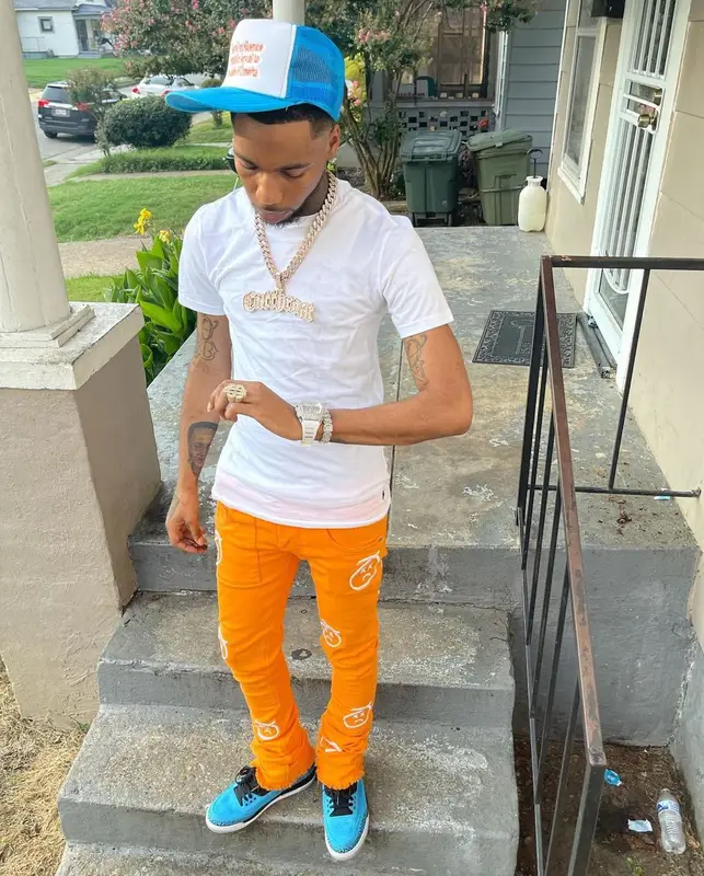 Key Glock outfit in Ralph Lauren, Jordan, and Don't Let Mom Find Out, 2021