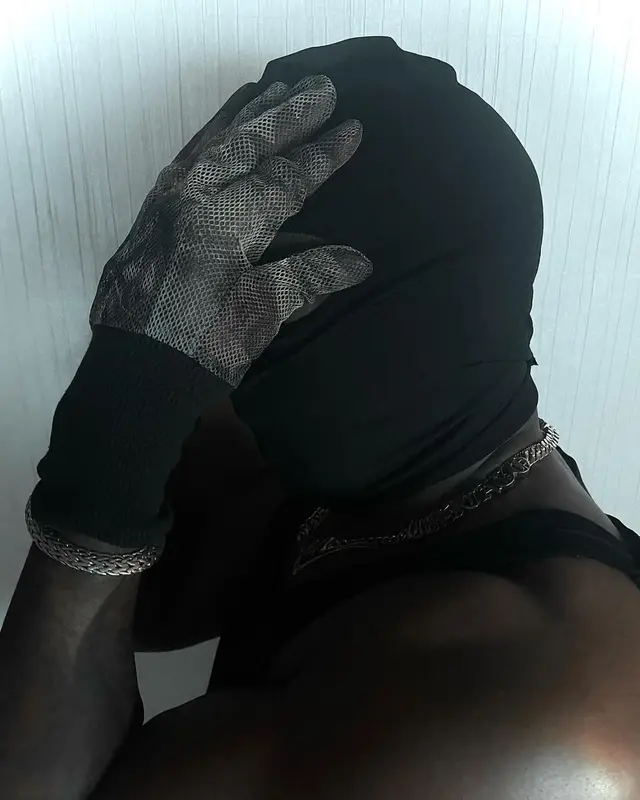 Kanye West outfit in Bottega Veneta, Saint Laurent, and Rick Owens, 2021