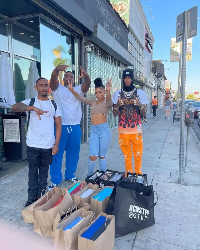 Blueface outfit in Mitchell & Ness, Don't Let Mom Find Out, and Dior, 2021