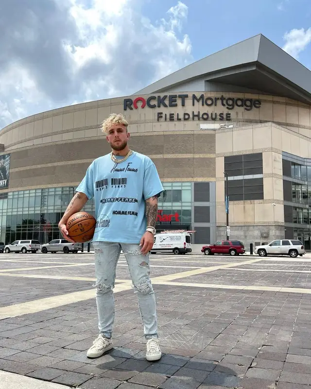 Jake Paul outfit in Homme + Femme, Amiri, and Rhude, 2021
