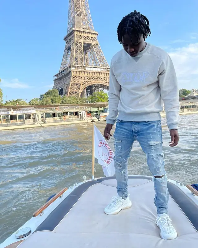 Jackboy outfit in Dior, Amiri, and Peter Doig, 2021