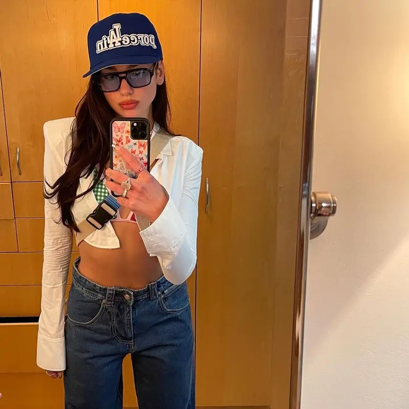 Dua Lipa outfit in Lexxola, Shay Jewelry, and GCDS, 2021