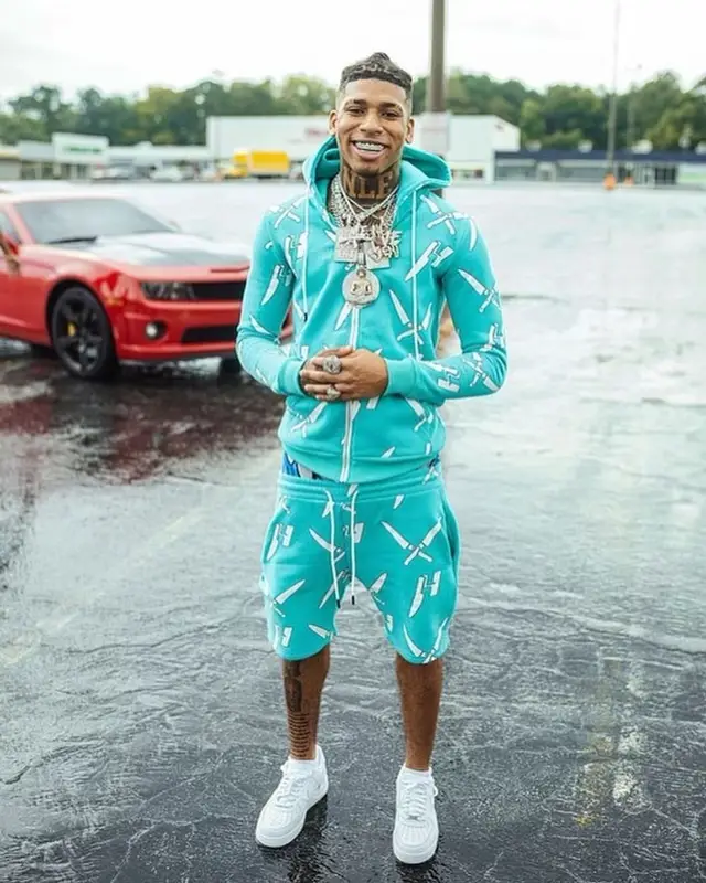 NLE Choppa outfit in Nike and PSD, 2021
