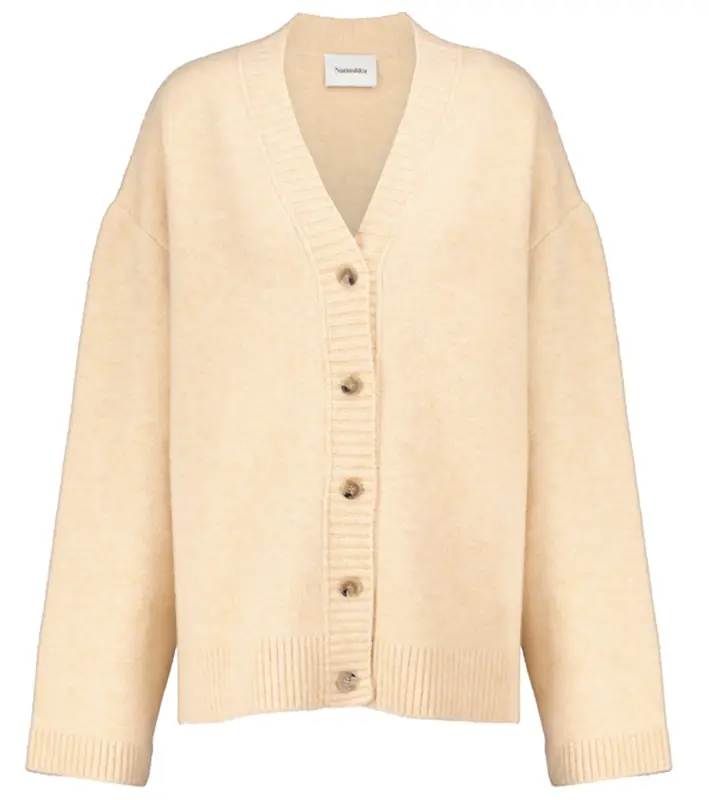 Nanushka Eder Wool Blend White Cardigan $470