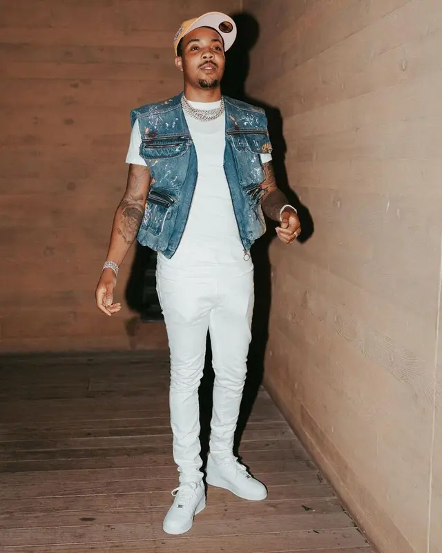 G Herbo outfit in Off-White, Valabasas, and Virgil Abloh, 2021