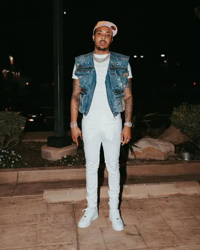 G Herbo outfit in Off-White, Valabasas, and Virgil Abloh, 2021