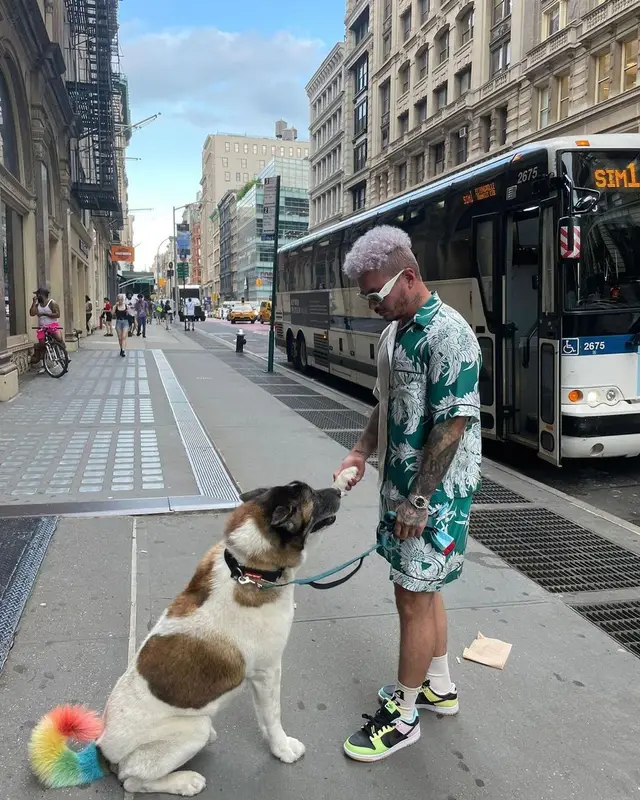 J Balvin outfit in Nike, Prada, and Advisory Board Crystals, 2021