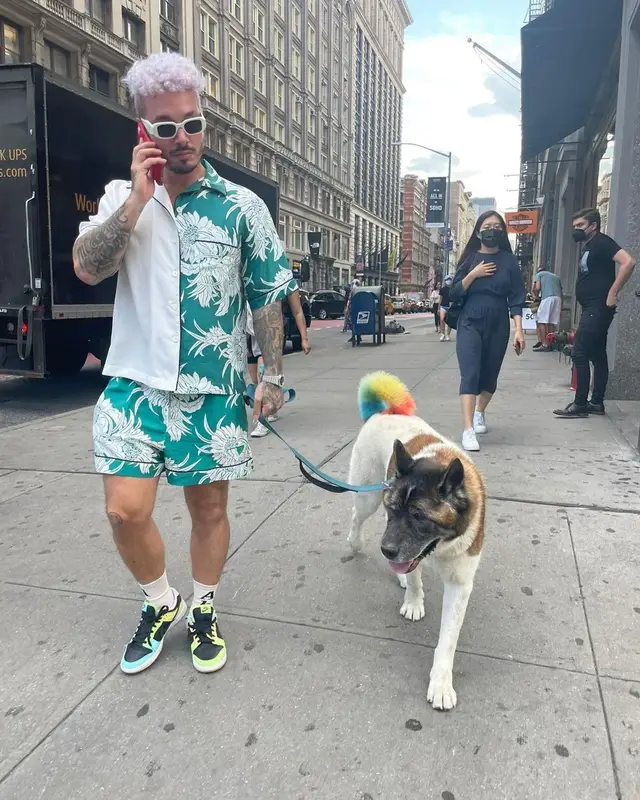J Balvin outfit in Nike, Prada, and Advisory Board Crystals, 2021