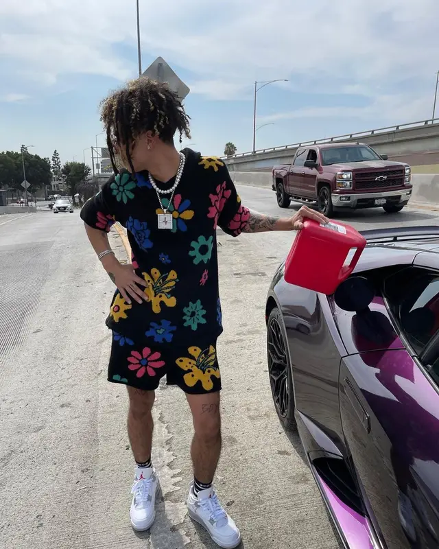 Iann Dior outfit in The Elder Statesman, Jordan, and Chrome Hearts, 2021