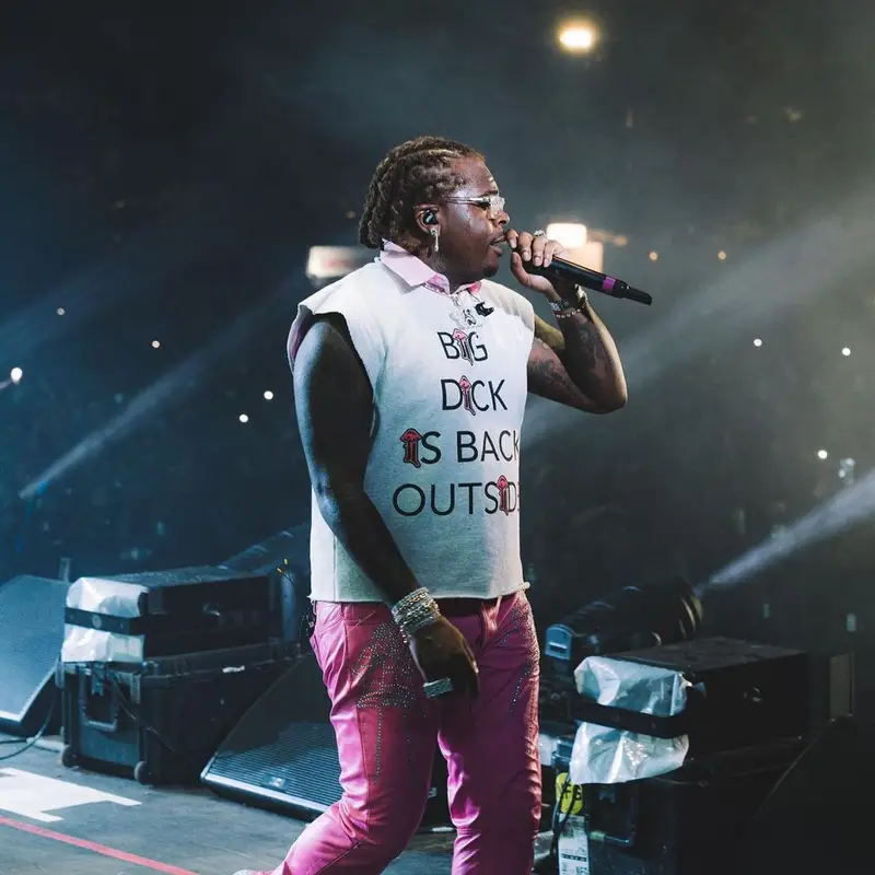 Gunna outfit in Moteefe, Louis Vuitton, and Chrome Hearts, 2021