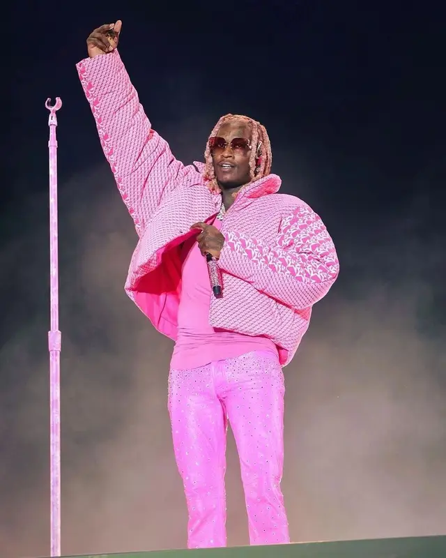 Young Thug outfit in Young Thug Merch, Cartier, and Spider Worldwide, 2021