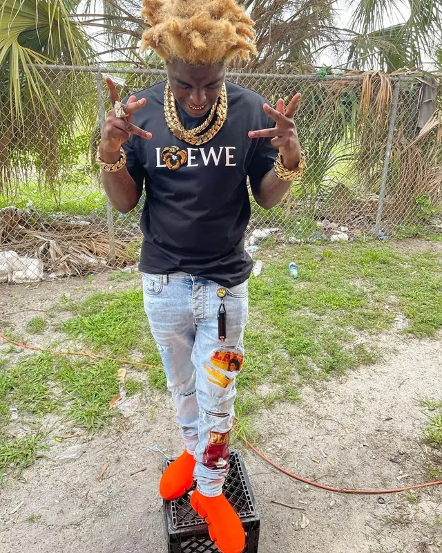 Kodak Black outfit in Loewe, Amiri, and Balenciaga, 2021