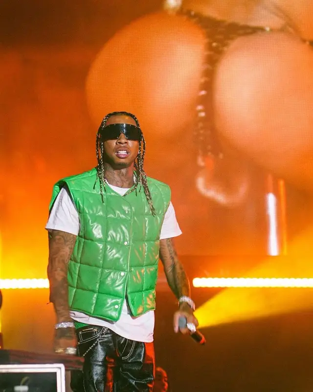 Tyga outfit in Bottega Veneta, Eytys, and Rick Owens, 2021