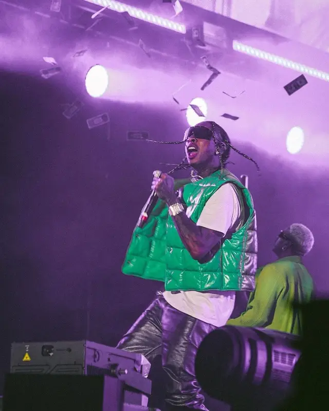 Tyga outfit in Bottega Veneta, Eytys, and Rick Owens, 2021