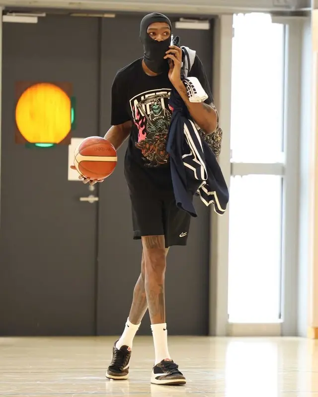 Kevin Durant outfit in Anti Studios, Travis Scott Merch, and Nike, 2021