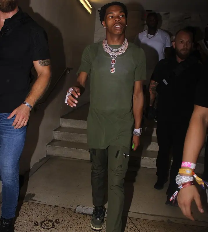 Lil Baby outfit in Rick Owens, Nike, and Undefeated, 2021