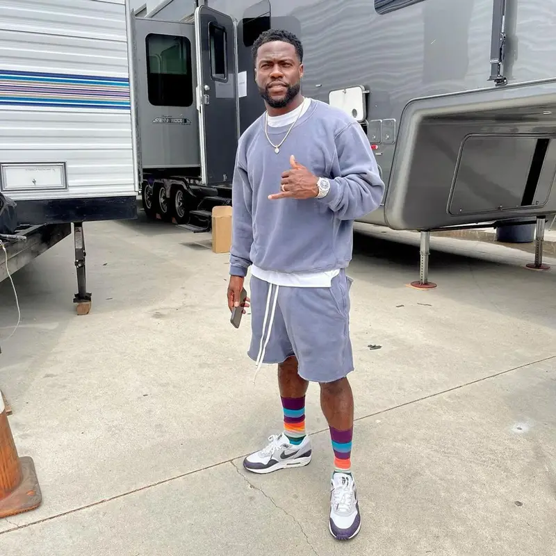 Kevin Hart outfit in John Elliott and Nike, 2021