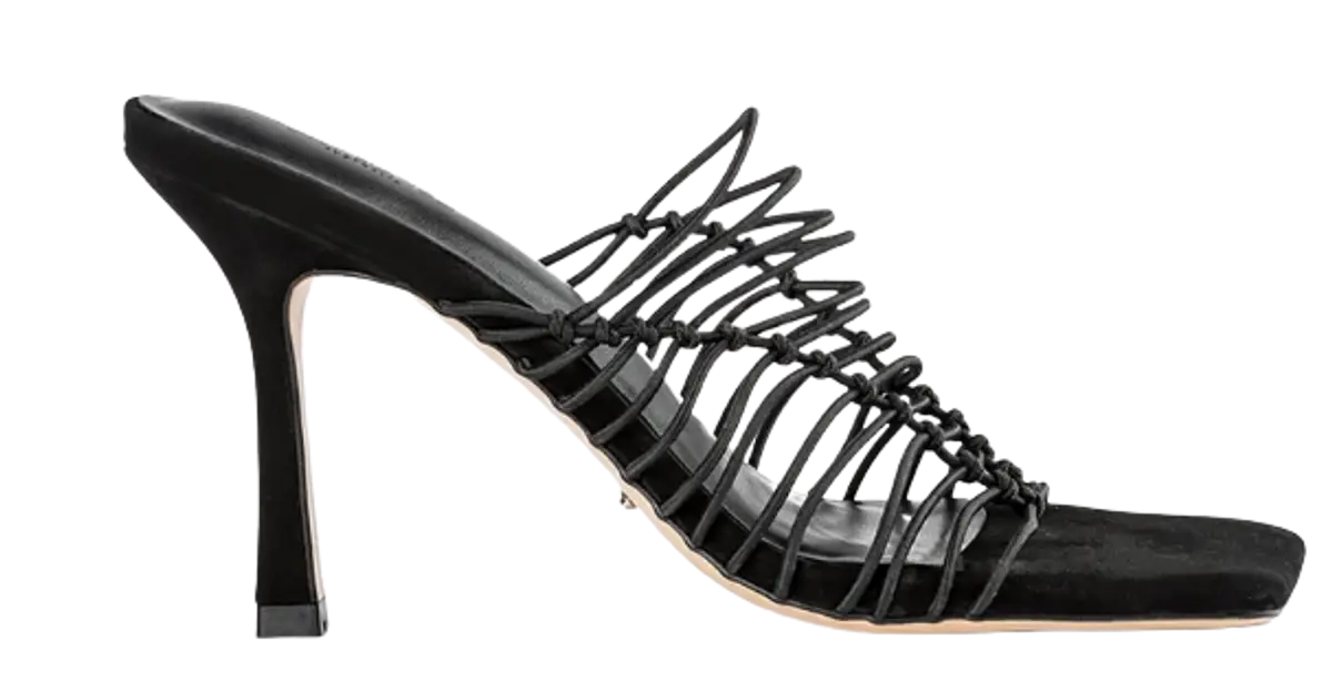 Tony Bianco Lynx Black Elastic 9.5cm Heels $170
