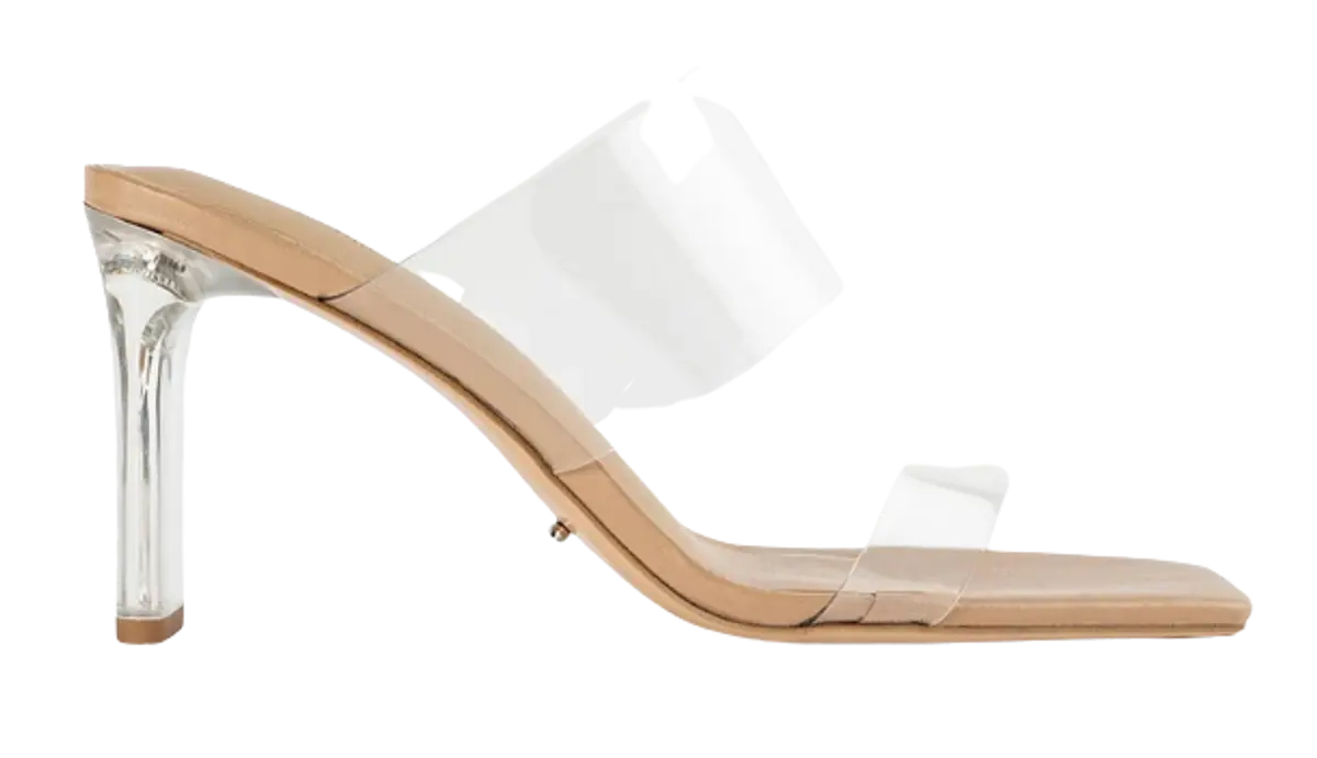 Tony Bianco Chicago Clear Vinylite/Skin Nappa 8.5cm Heels $155