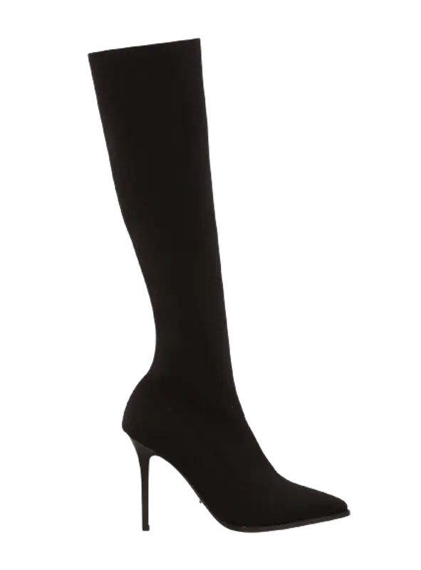 Tony Bianco Dana Black Sock Knit 10.5cm Calf Boots $235