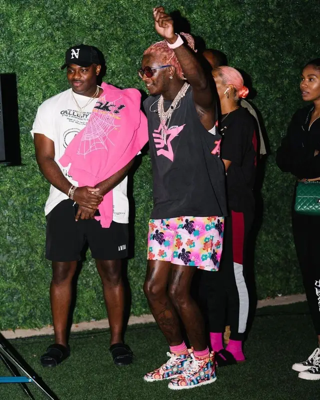 Young Thug outfit in Spider Worldwide, Richard Mille, and Balenciaga, 2021