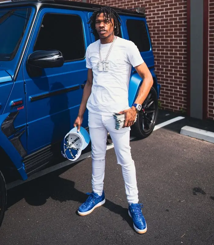 Lil Baby outfit in Dior, Amiri, and Cartier, 2021