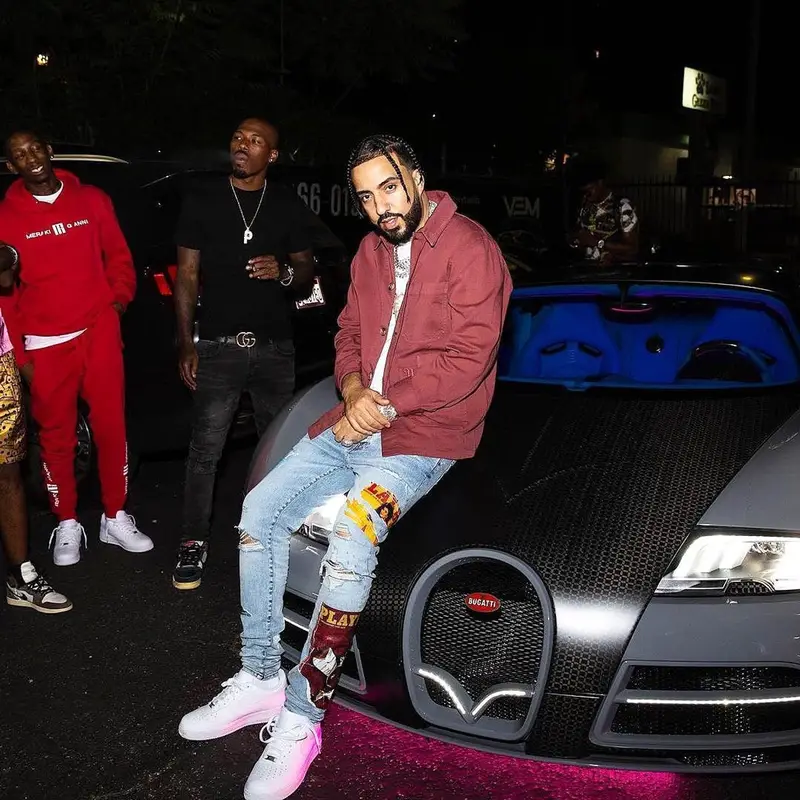 French Montana outfit in Twenty Montreal, Amiri, and Nike, 2021