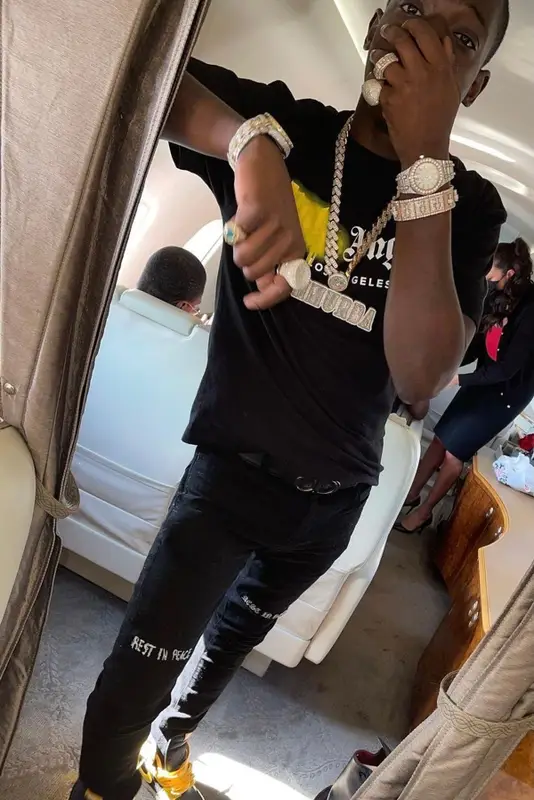 Bobby Shmurda outfit in Palm Angels, Rta, and Dior, 2021