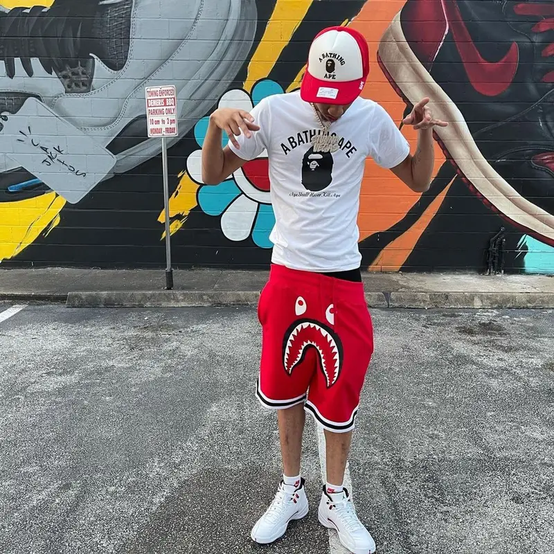 Stunna 4 Vegas outfit in Jordan and Bape, 2021