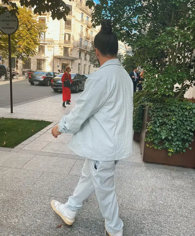 Russ outfit in Maison Kitsune and Lanvin, 2021